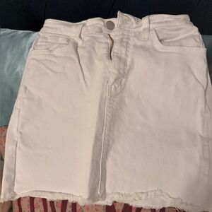 White jean skirt frayed edge